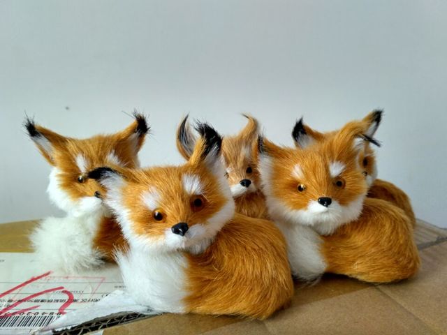 10 Pieces A Lot Mini Creative Simulation Fox Toys Resin&fur Yellow
